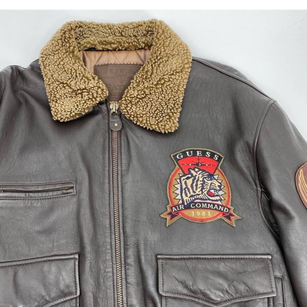 Vintage Guess 'Flyers Club' leather Bomber - XL